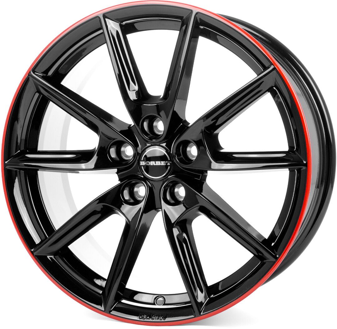 Borbet LX18 8x18 5x108 ET45 black glossy rim red